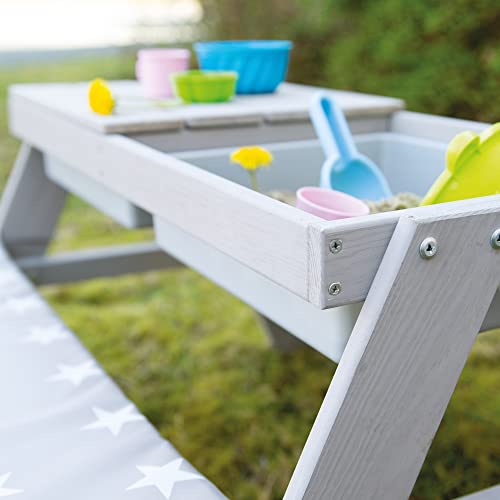 roba Children's Solid Wood Picnic Table With Sand Tub - Weatherproof - Indoor and Outdoor - Grey