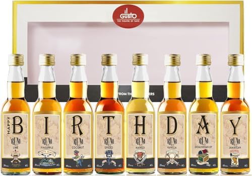 Birthday Rum Tasting Set - Miniature Rum Selection Gift Set Perfect For Any Rum Lover - 40ml Glass Bottles - Made By IL GUSTO (Pack of 8)