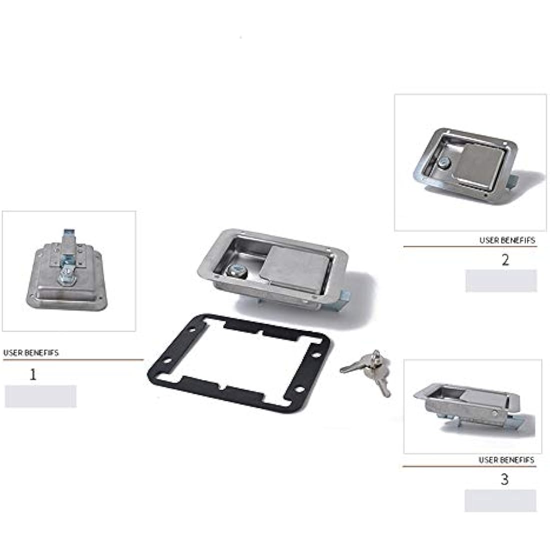 Stainless Steel Trailer RV Travel Lock Anti-Theft Paddle Door Tool Box Lock for Caravan Truck Camp Motorhome Patrol Car