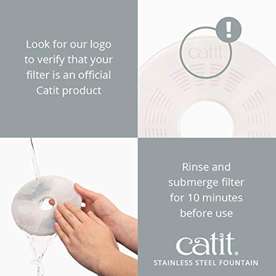 Catit Fresh and Clear Stainless Steel Fountain, White