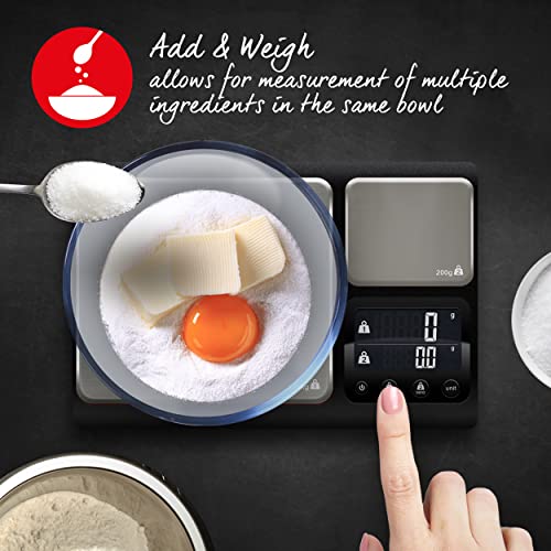 Heston Blumenthal Precision by Salter 1049A HBBKDR Digital Kitchen Scale  Dual Electronic Baking Scale, Large 10kg Platform, Small 200g Precision