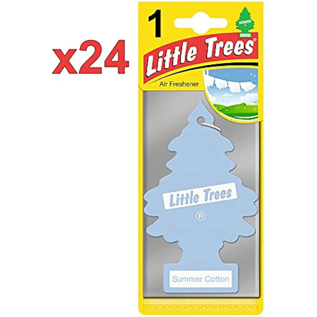 Little Trees Air Freshener Tree MTR0068B Summer Cotton Fragrance For Car Home Boat Caravan - 24 Pack