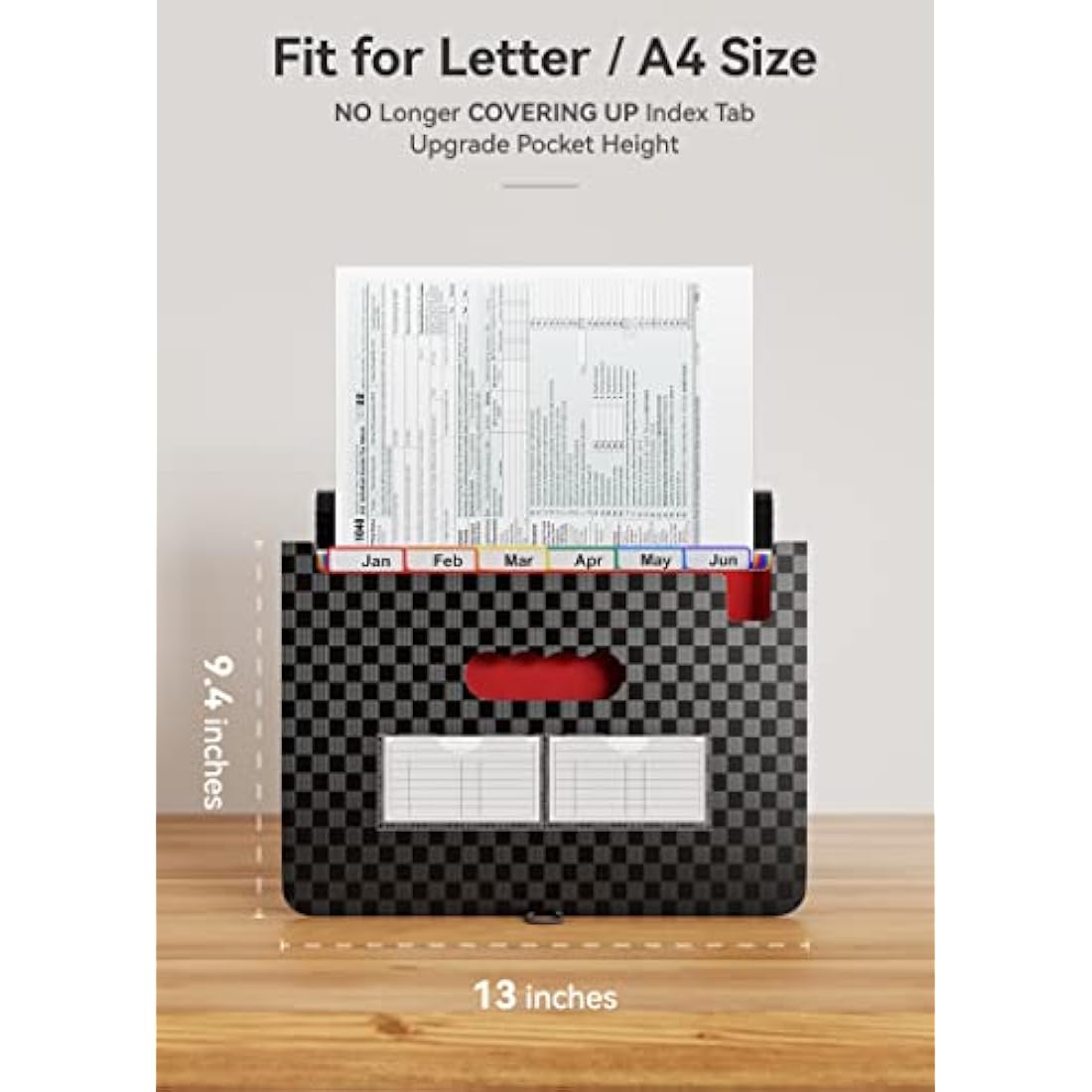 ABC life Expanding File Organisers with Grid Pattern,13 Pockets Filling Boxes Document Organiser, Accordion A4 Desk Folders Expandable, Portable Files Wallets Plastic Documents Bills Storage Box
