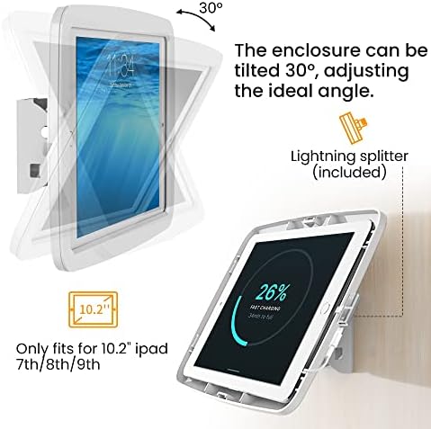 Beelta Tablet Wall Mount Compatible with 10.2 inch iPad 7th/8th/9th Generation, Anti Theft iPad Kiosk Wall Mount for Business and Smart Home, White