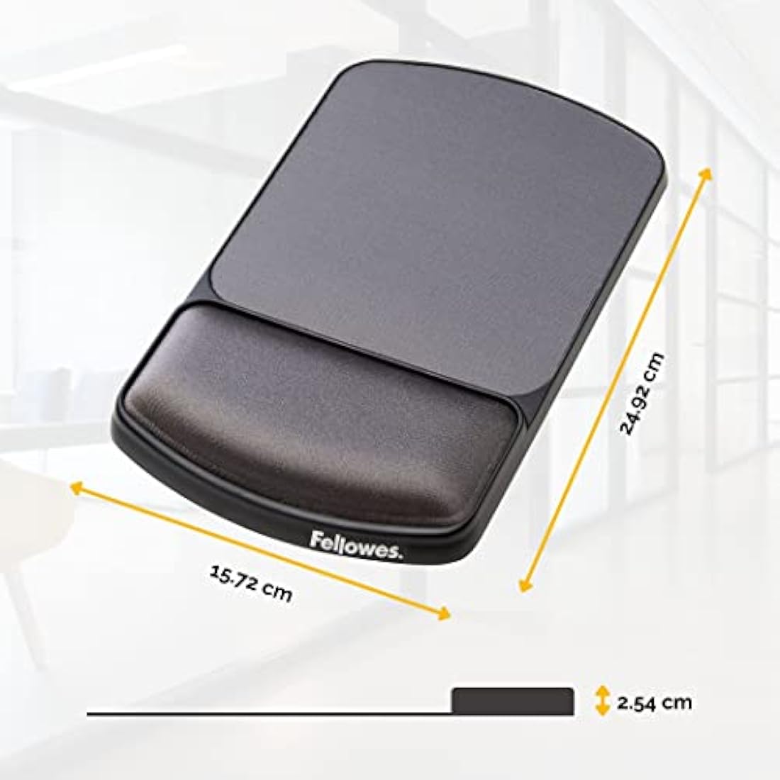 Fellowes Premium Gel Mouse Mat with Wrist Support - Mouse Pad with Non Slip Rubber Base - Ergonomic Mousepad for Computer Laptop - Graphite