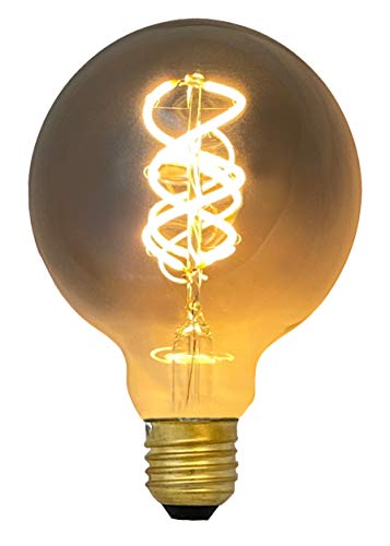 greenandco E27 G95 LED Vintage Filament Bulb Silver Grey 5W 200lm 1800K Extra Warm White 360 230V, no Flicker, not dimmable, 8-Pack