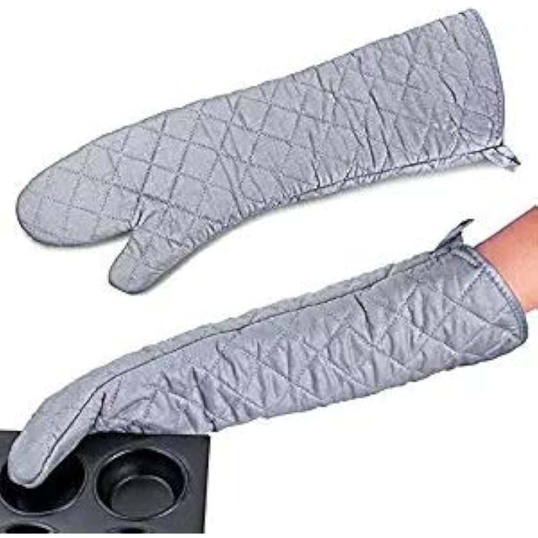 Linwnil New 1 Pair Heat Resistant Oven Gloves New Cotton Oven Mitts Kitchen Gloves High Temperature Cooking Tool BBQ Gloves (23Inch)