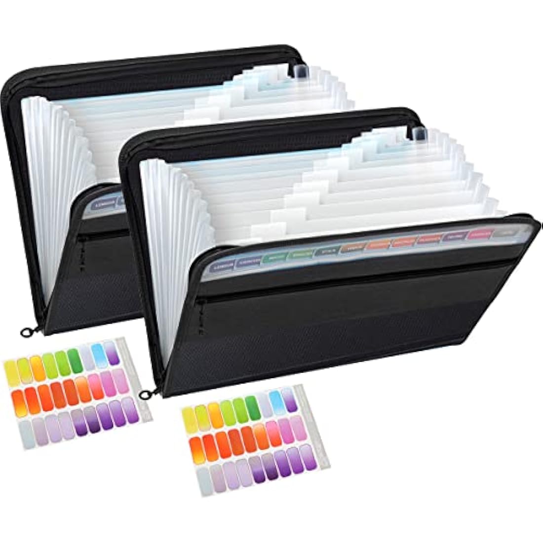 TRANBO 13 Pockets Expanding File Folder with Zipper Closure, A4 Plastic Document Wallet Organizer with Handy Front Pocket for Personal Office Stationary Storage