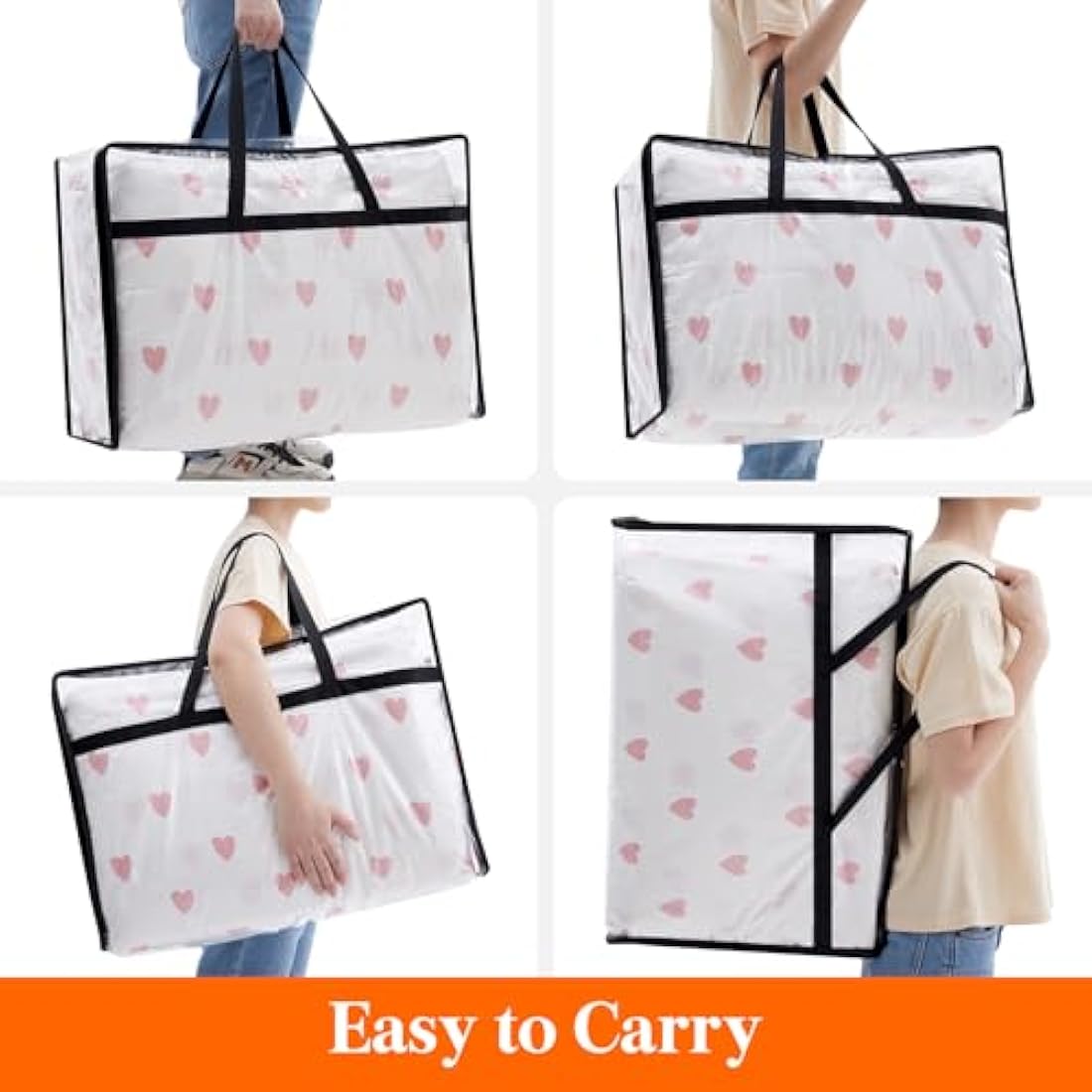 Lifewit 6 Pack Clear Plastic Storage Bags, 60L Foldable Clothes Storage Boxes Wardrobe Storage Organizer Moving Bags with Reinforced Handle for Loft Wardrobe for Bedding Clothes Blanket Duvet