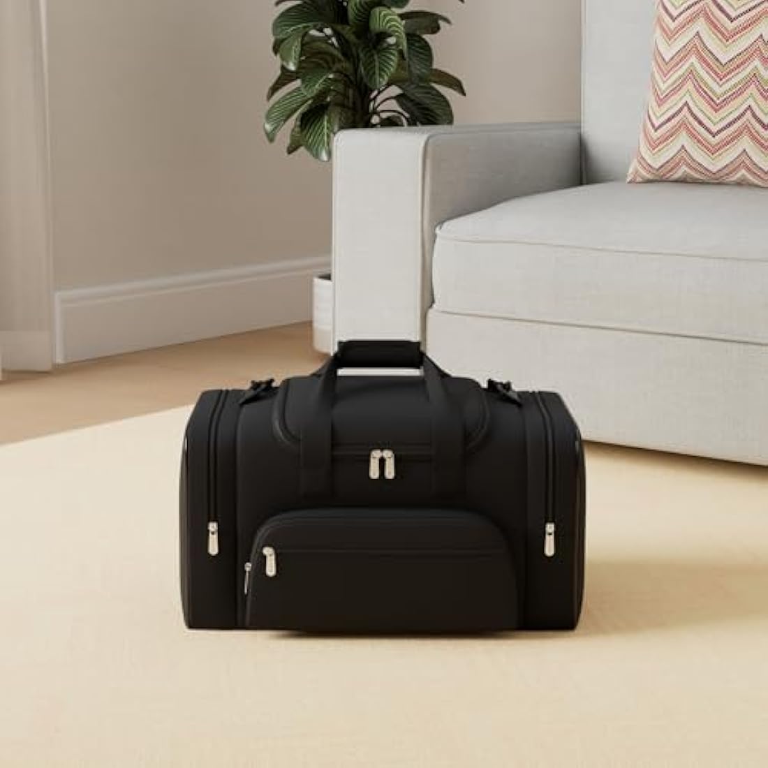 Sport Holdall Gym Duffle Bag with Shoulder Strap Overnight Weekender Bag for Men and Women (Black, 40L)