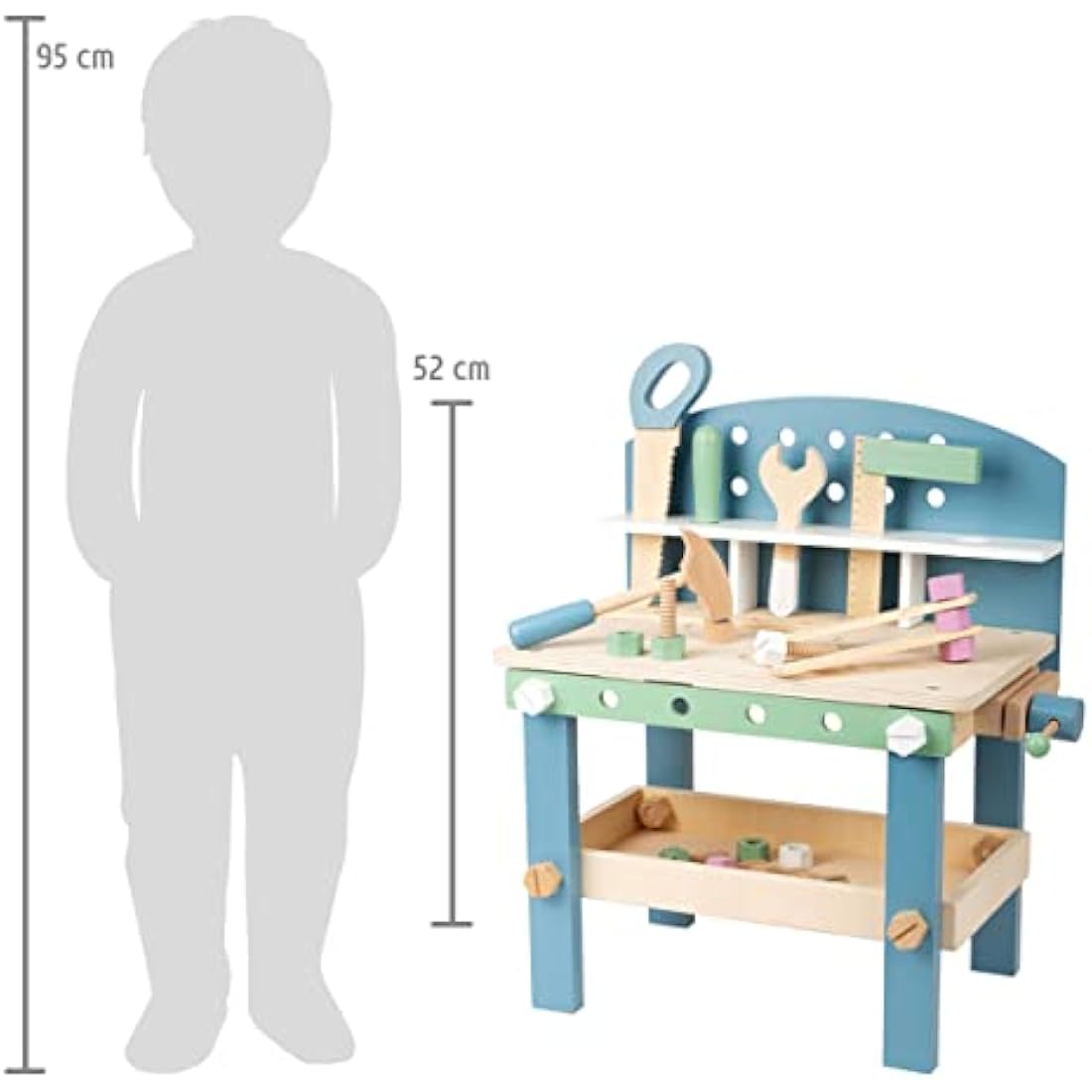 Small Foot 11376 Scanline Workbench Compact, Children's Workbench Made of FSC Wood, with Tools and Accessories
