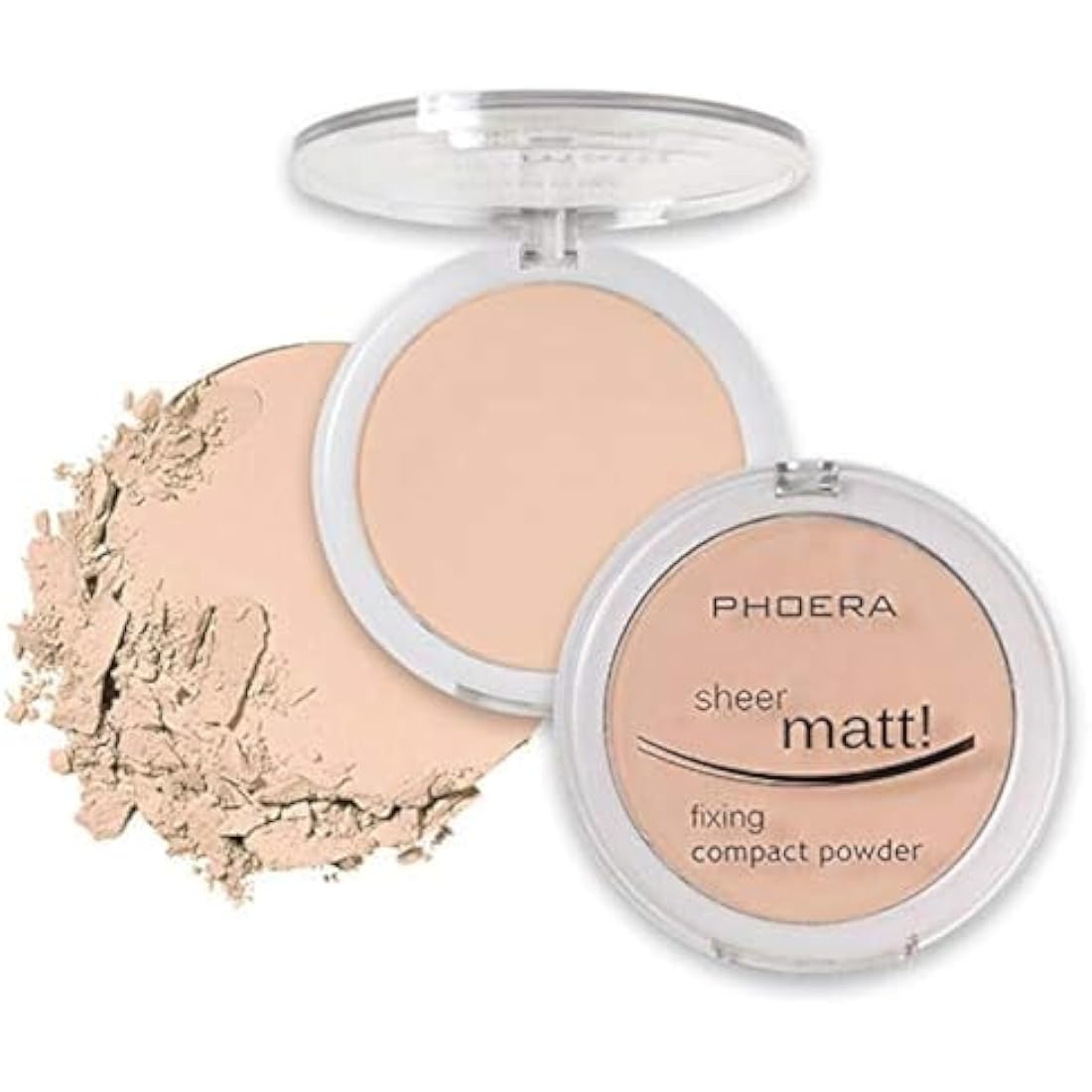 AQUAPURITY - PHOERA Sheer Matte Fixing Powder Makeup Base Fixer Setting Powder Foundation Fixing Compact Pressed Powder Long Lasting Make Up Fixer Skin Vitamin E Beauty Blender (202 Natural Beige…)