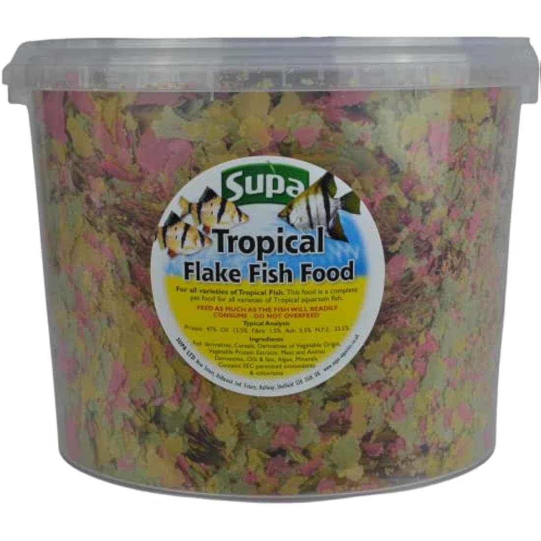 Supa Aquarium Fish Food Tropical Flake 3 Litre | Premium Quality Nutritious Food Offering a Complete Balanced Diet for Tropical Fish | Comes in a Resealable Bucket to Keep the Feed Fresh