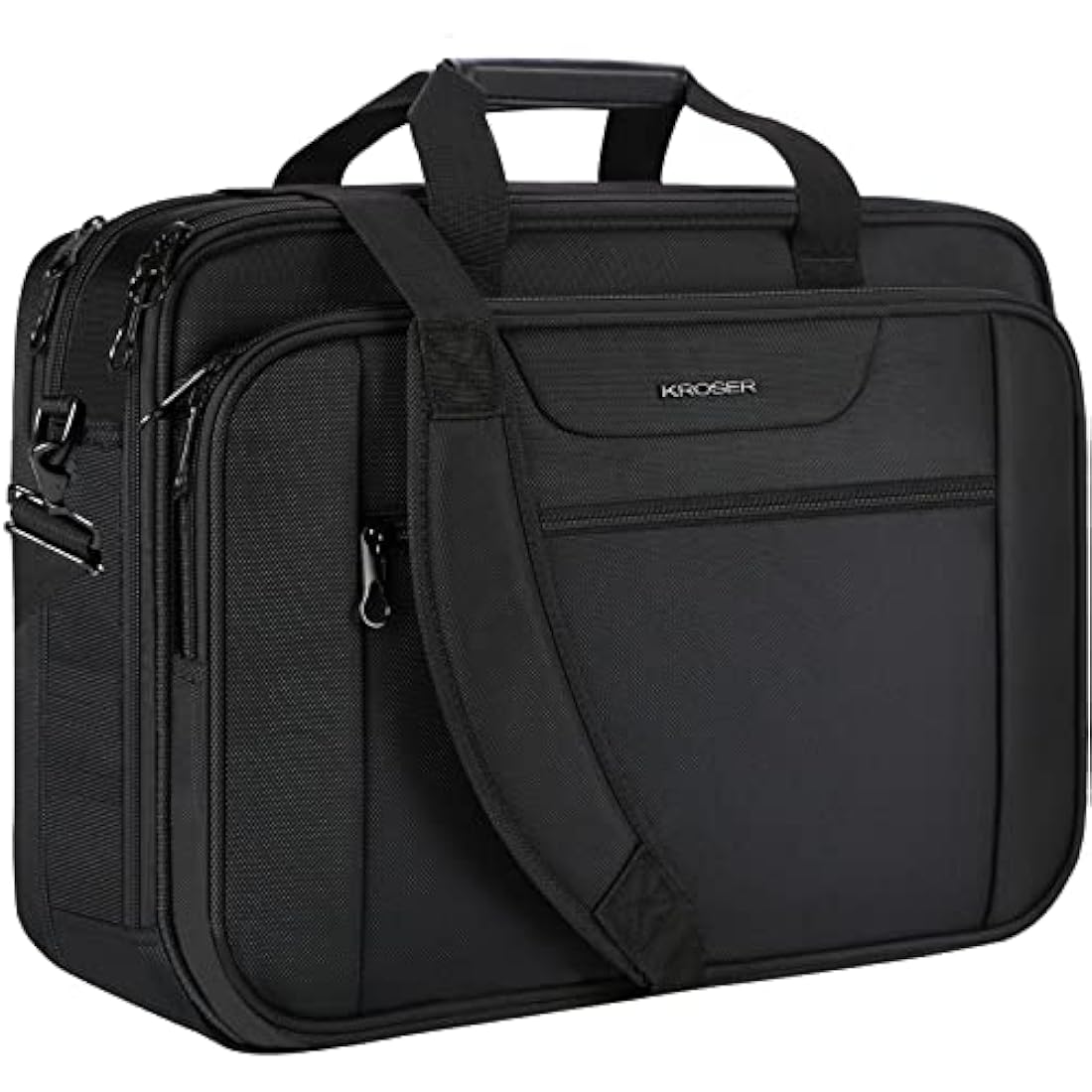 KROSER Laptop Bag XXL Laptop Briefcase Fits Up To 18 Inch Laptop Water-Repellent Light Weight Gaming Computer Bag Shoulder Bag Expandable Capacity For Travel/Business/School/Men-Black