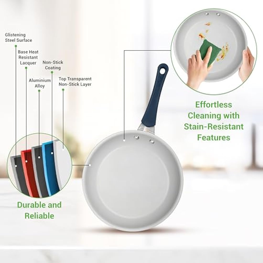 Nutrichef 20 Piece Pots and Pans Set, Bakeware and Cookware Set, Induction Hob Pots Set w/Lids, Non Stick Set, Heat Safe Silicone Handles, Saucepan, Frying Pans, Muffin Tin, Cookie Tray, Utensil-Navy