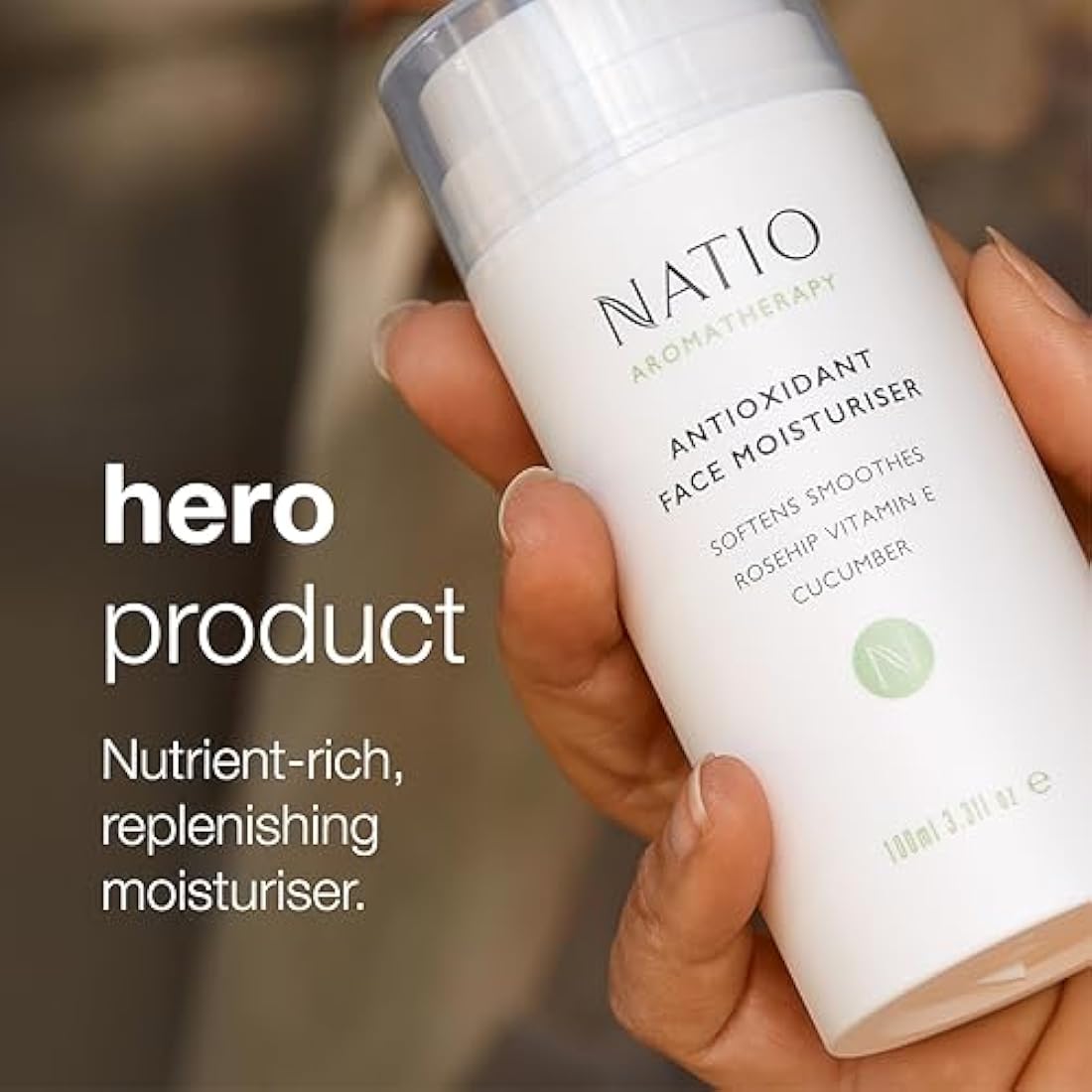 Natio Australia Aromatherapy Antioxidant Face Moisturiser, 100 ml - Anti-Aging Face Cream - Rosehip and Vitamin E - Face Lotion for All Skin Types