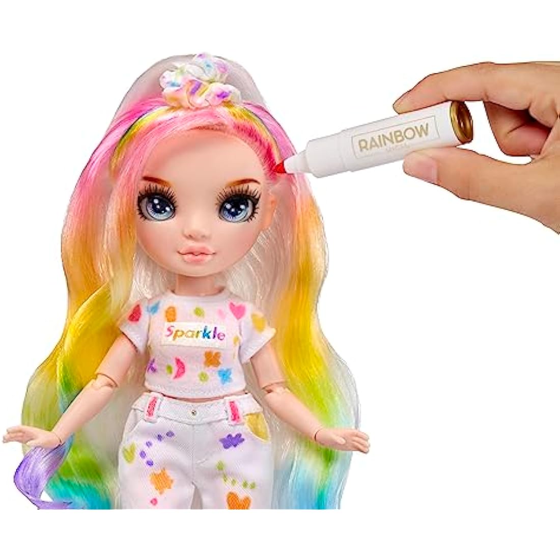 Rainbow High Colour & Create Fashion DIY Doll - Blue Eyes, Straight Hair, Bonus Top & Shoes, and Washable Rainbow Markers - Colour, Create, Play, Rinse, Repeat - For Kids 4-12 Years Old & Collectors