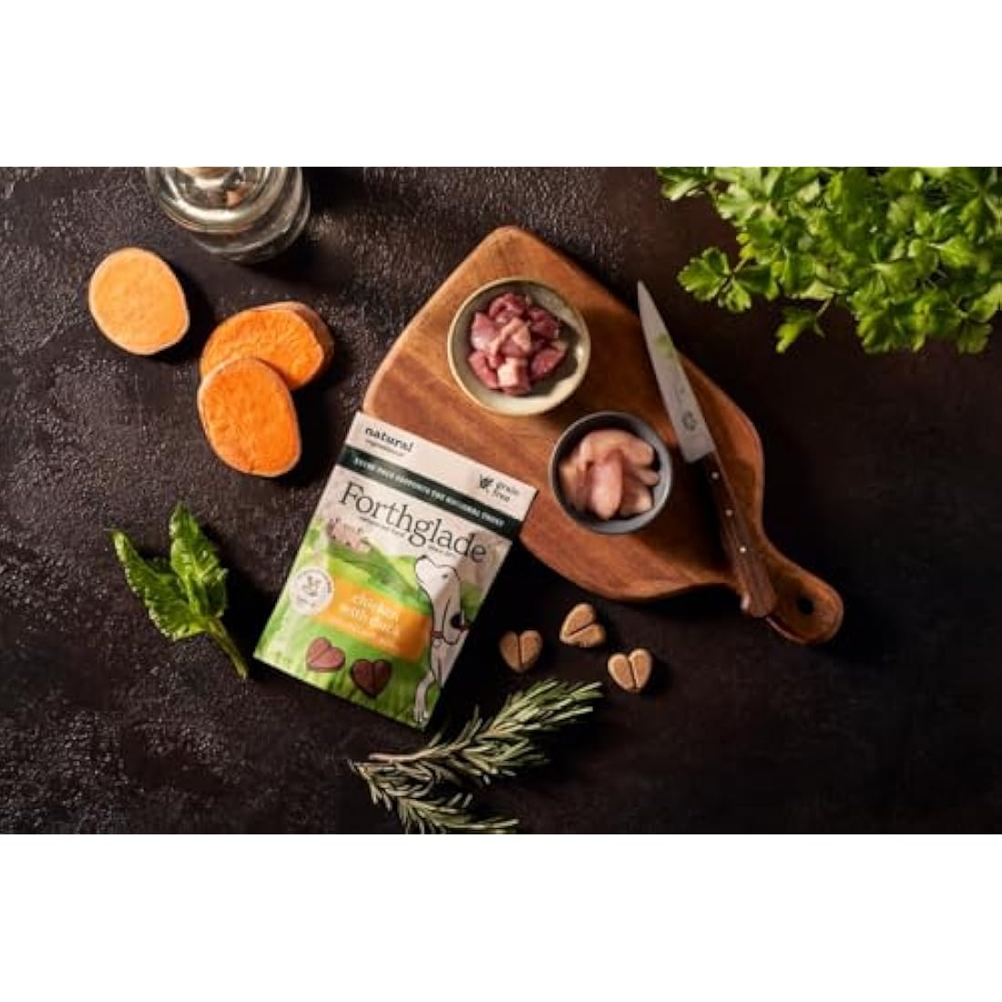 Forthglade National Trust Natural Dog Treats (8 x 90g Bags) - Hypoallergenic & Grain Free Dog Treats, Chicken with Duck, Gourmet Natural Soft Bites, Resealable Bags