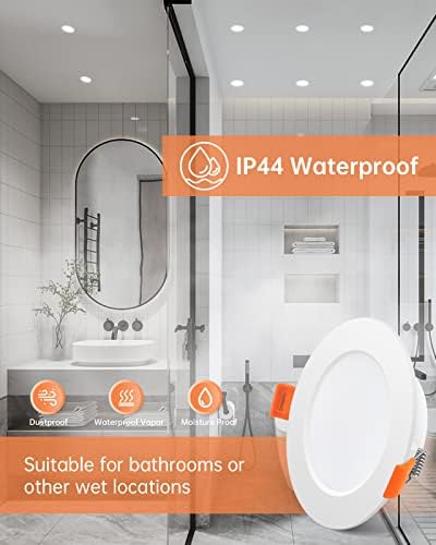 Tomosu LED Downlights for Ceiling Cool White 6000K 5W 450LM, AC 220-240V, Cut Φ75-90mm, 24mm Ultra Slim LED Recessed Ceiling Lights, IP44 Spotlights for Bathroom, 20 Pack