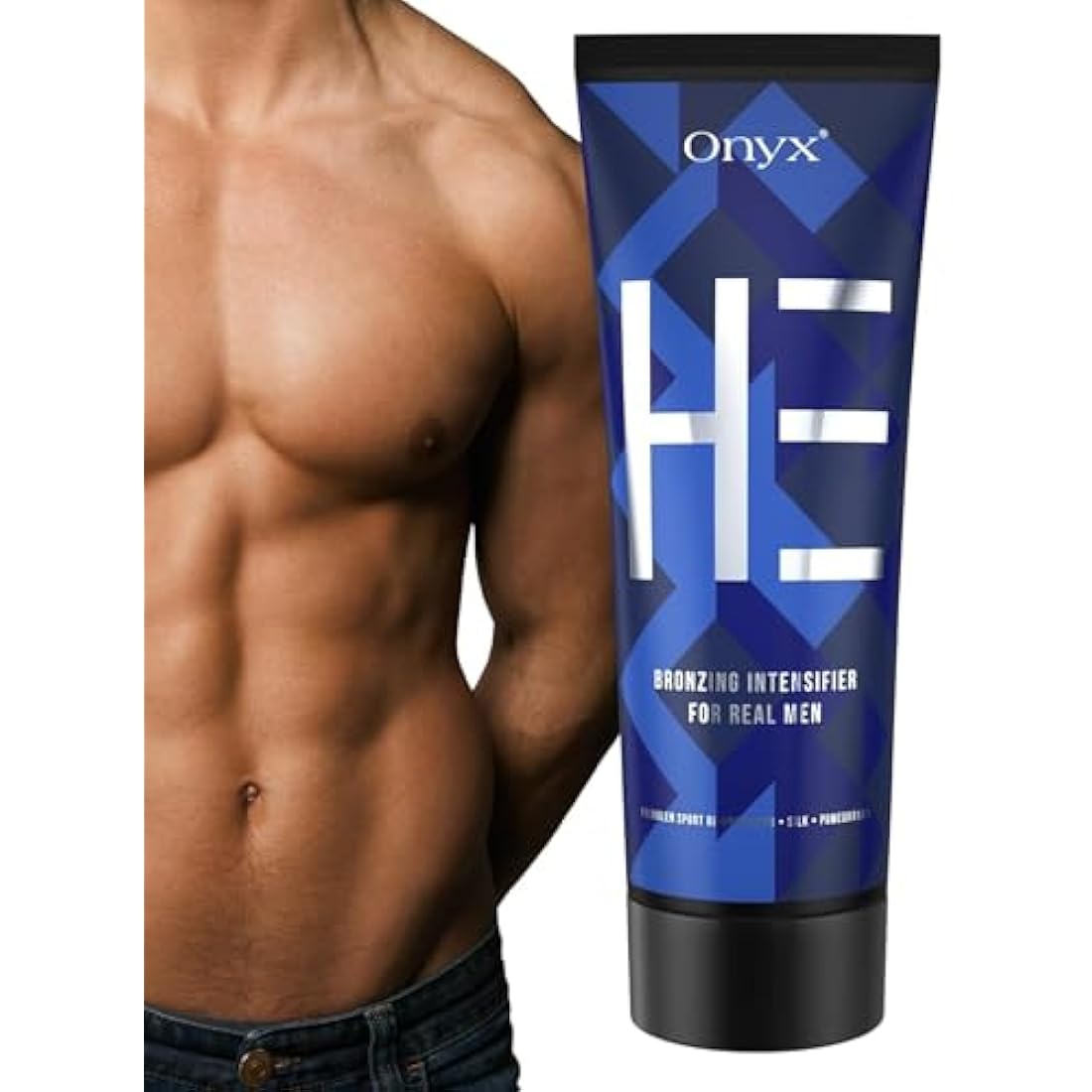 Onyx HE Sunbed Cream for Men | Tanning Accelerator for Indoor & Outdoor Use | Light, Streak-Free Formula for Rapid, Dark Results | Hydrating Lotion to Enhance Tan and Highlight Muscle Definition