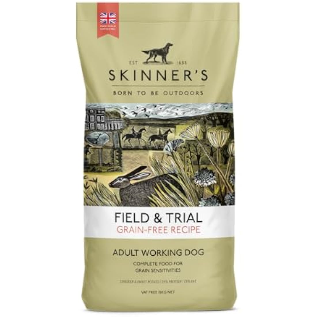 Skinner’s Field & Trial Grain Free Chicken & Sweet Potato – Complete Dry Adult Dog Food, For Dogs with Intolerance to Grains, 15kg