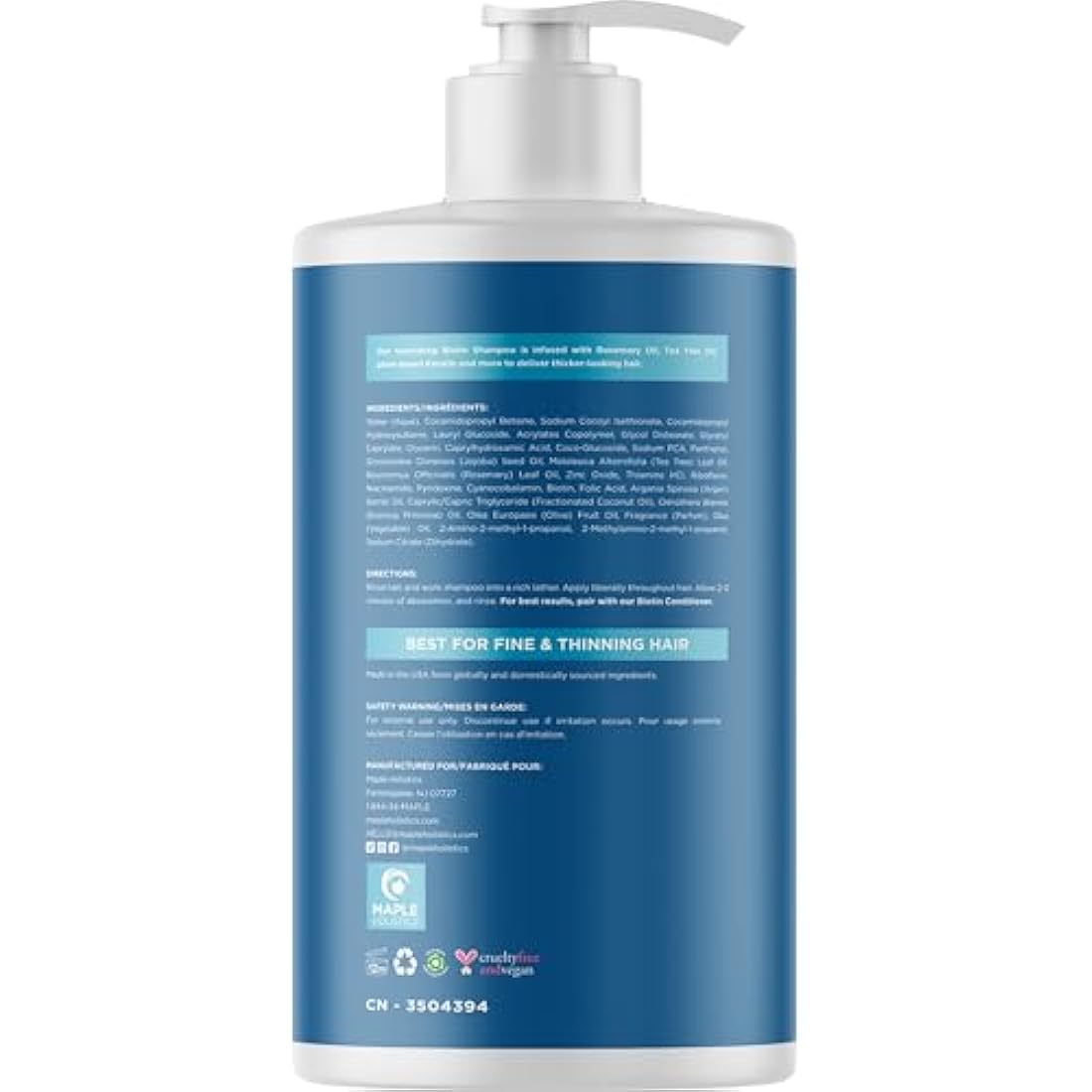 Volumizing Biotin Shampoo for Thinning Hair - Thickening Shampoo for Men and Women with Rosemary Essential Oil - Vegan Paraben and Sulphate Free Hair Shampoo for Fine Weak and Dull Hair - 739mL