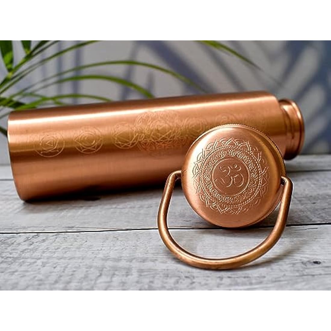 Copper Bottle 7 Chakra 100% Pure Copper and carry bag/Water Bottle/1000ml/Meditation/Gym/Yoga from India (Matt finishing)