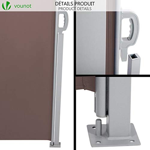 VOUNOT? Side Awning Retractable, Outdoor Privacy Screen for Garden, Balcony, Terrace, 140 x 300 cm, Brown