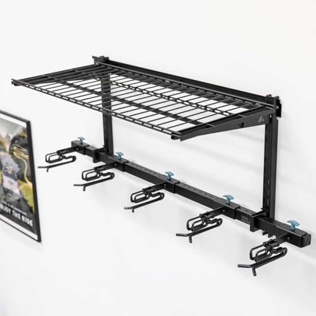 StoreYourBoard Ski Storage Rack with Shelf, Holds 5 Pairs, Heavy Duty Wall Mount Organizer, Home and Garage Hanger