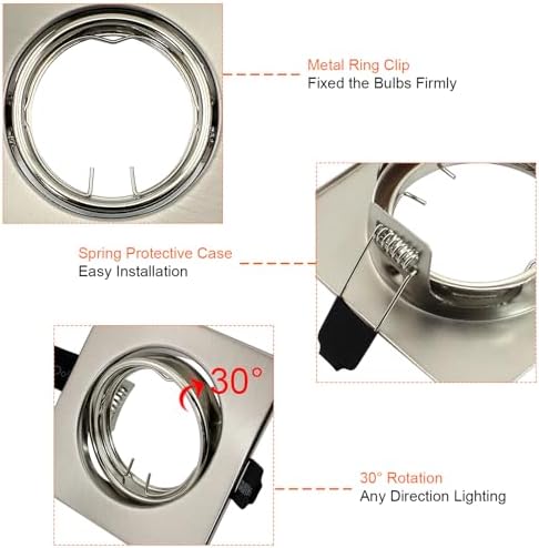 HiBay 10x GU10 Downlights Recessed LED Ceiling Lights Kitchen Spotlights Square Brushed Chrome Spot Light Fittings 240V