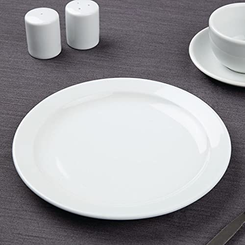 Athena Hotelware Narrow Rimmed Plates in White Porcelain - Super Vitrified Durable Glaze - Oven