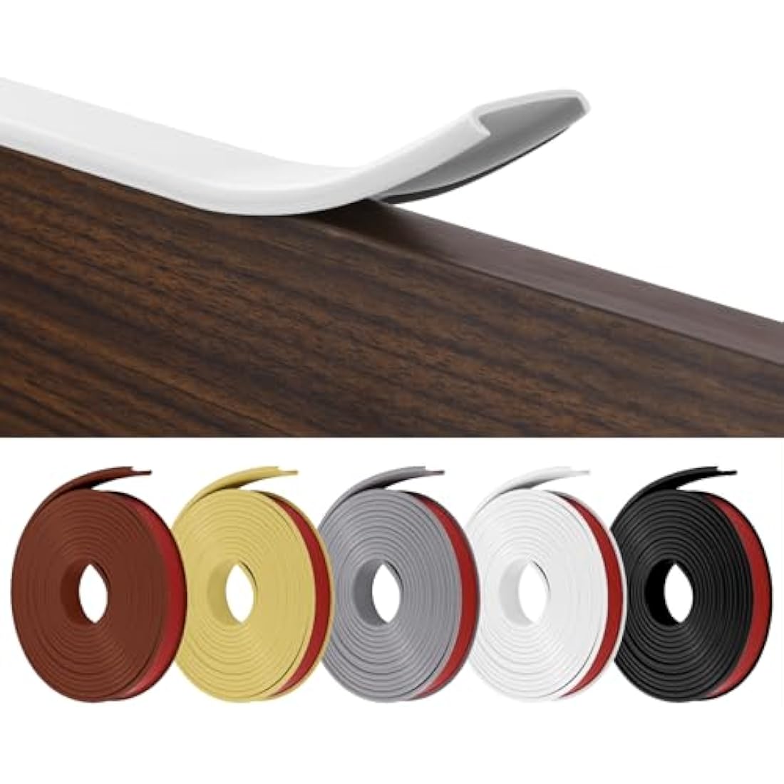 flintronic 5m*18mm U-Shape Flexible Furniture Edge Banding, Baby Safty Baby Edge Protector, Self Adhesive TPE Wood Edging Tape, DIY Furniture Edge Trim for Table, Cabinet, Furniture Restoration