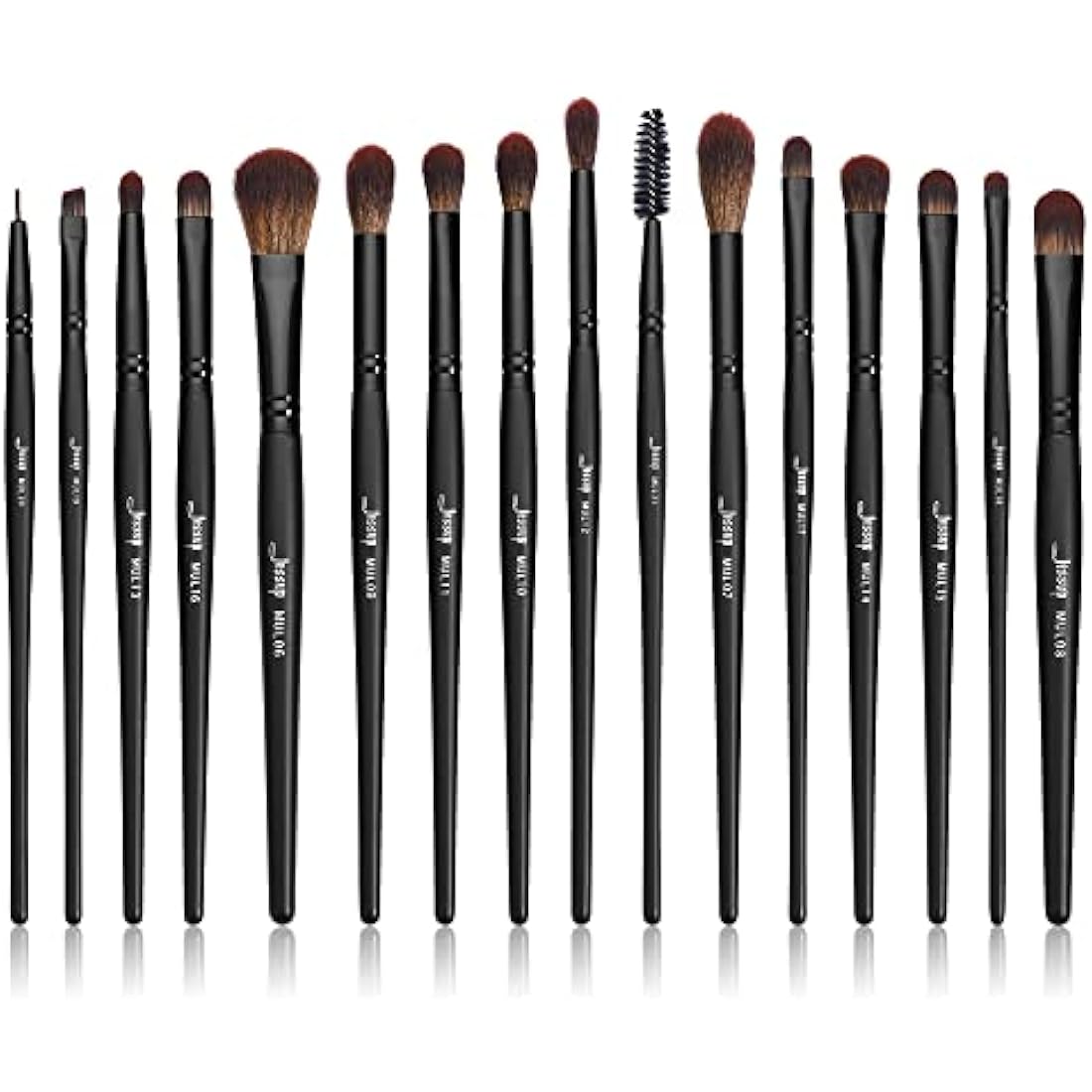 Jessup Make Up Brushes Set Professional 16Pcs Black Precision Collection,Synthetic Hair,Highlight Concealer Eyeshadow Eye liner Blending Spoolie T272