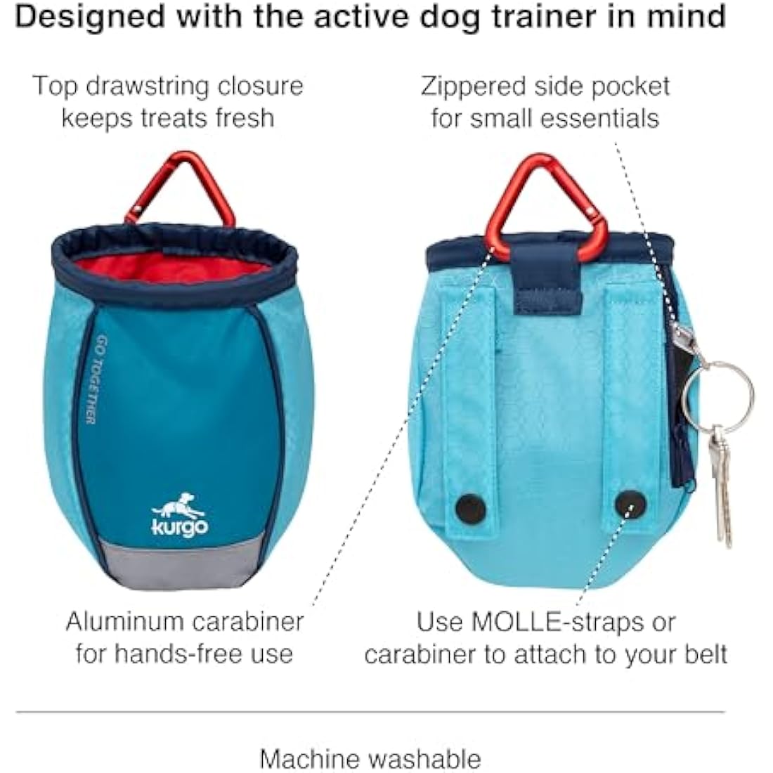 Kurgo Go Stuff-It Dog Treat Bag, Hands-Free Treat Pouch, Training Treat Pouch