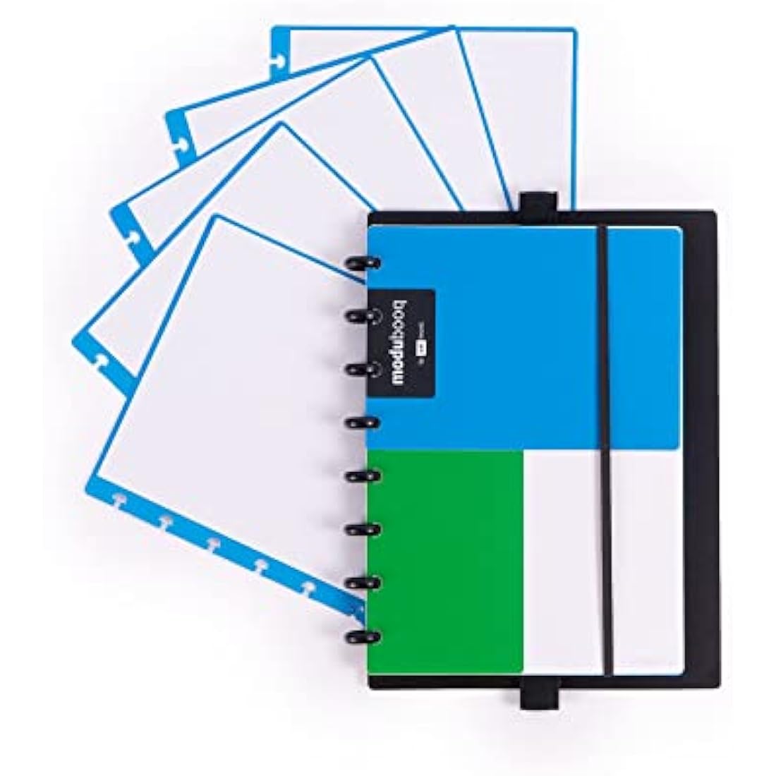 Modubooq notes, block - Modular Reusable Smart Notebook A5 - Lined blue pages with duratech3 technology - Notebook with Discbound System - Washable and writes like paper
