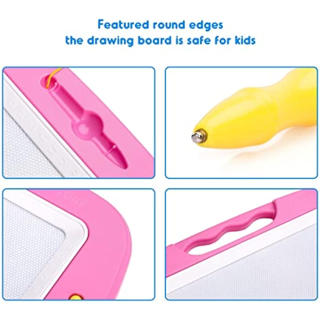 SGILE Large Magnetic Drawing Board - 4 Colors 42×33cm Doodle Pad with 4 Stamps for Toddlers, Learning Toy Gift Magna Doodle Board Etch Sketch Toys for Boys Girls Kids Age 2 3 4, Pink