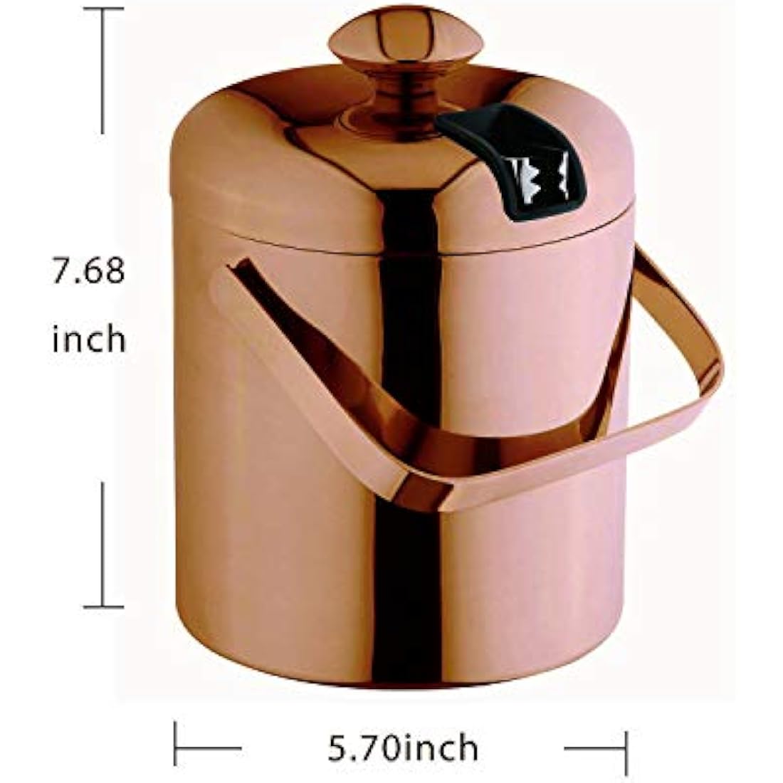 VINN DUNN Ice Bucket with Lid 1.2 Litre Stainless Steel Double Walled Ice Bucket Insulated with Concealed Tong&Carry Handle(Warm Sunset Gold)