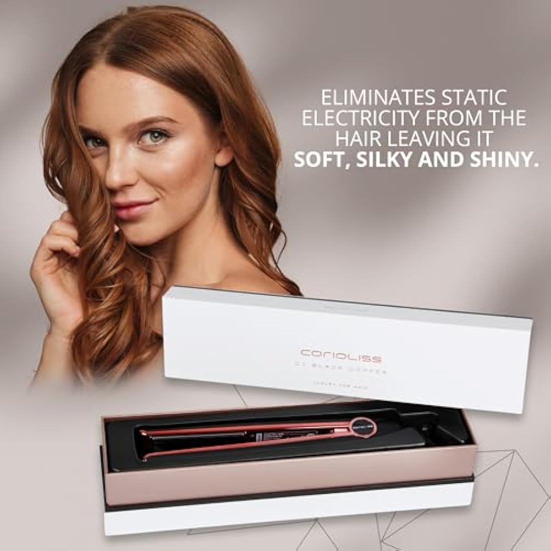 Corioliss C1 Hair Straightener for Women | Professional Titanium Plates | Ionic Flat Iron | Temperature Control 120°C to 235°C | Straightening and Waves | Travel Case | UK Plug | Black Copper