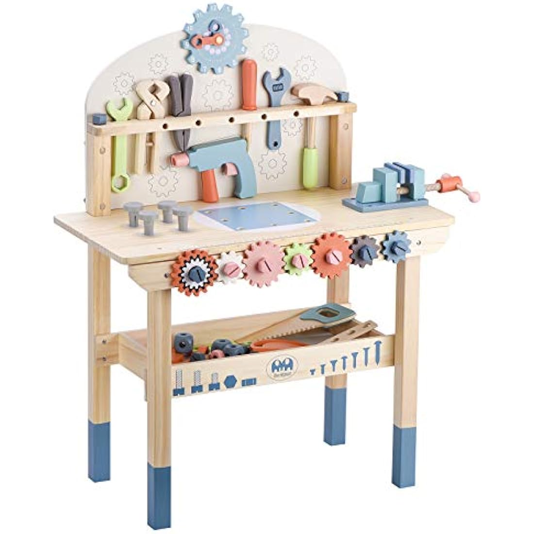 Tool Bench for Kids Toy Play Workbench Wooden Tool Bench Workshop Workbench with Tools Set Wooden Construction Bench Toy for 3 4 5 Year Old Boys Girls