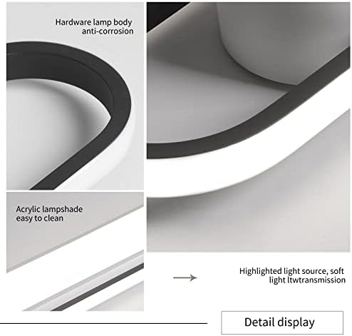 Naroume Modern LED Flush Mount Ceiling Lamp, 72cm Linear Metal Ceiling Chandeliers for Living Room, Bedroom, Dining Room, Office, Hallway, Closet, Aisle