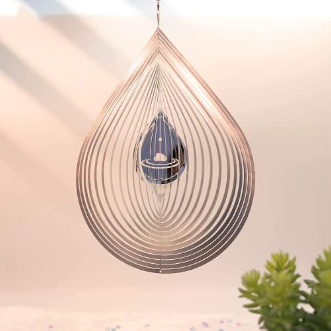 Kexsscai Wind Spinner 3D Stainless Steel Metal Sculptures Decorations, 3D Water Droplets Metal Wind Sculptures & Spinners for Indoor Outdoor Garden Decoration 12inch