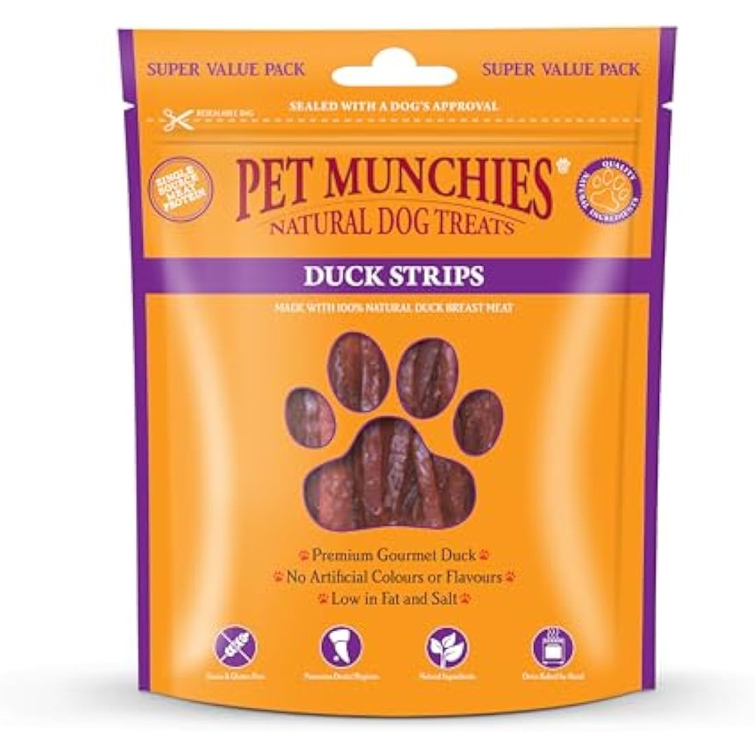 Pet Munchies Duck Strips Dog Treats, Value Pack Dog Chews with Natural Real Meat, Grain Free, Low in Fat and High in Protein 320g