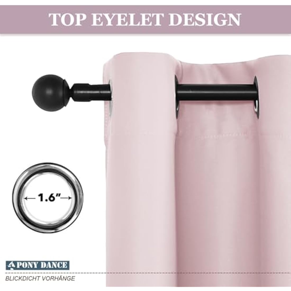 PONY DANCE Girls Pink Curtains for Kid's Bedroom - Thermal Insulated Eyelet Curtains Enegy Saving Privacy Protection Drapes for Nursery Children, 46 x 45 Inch, 2 Panels