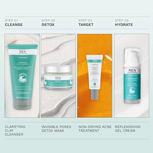 REN Clean Skincare Clearcalm Clarifying Clay Cleanser, Cleanse, Calm and Comfort Breakout-Prone Skin, With Kaolin Clay & Willow Bark 150ml