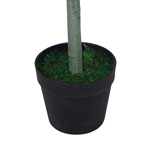 Leaf Design UK 120cm (4ft) Artificial Topiary Bay Tree Pyramid Extra Large Black Plastic Pot, Green Cone