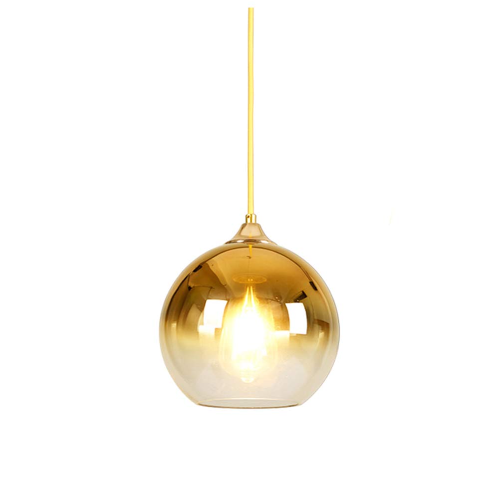 MZStech Spherical Gradient Color Glass Pendant Light Modern Glass Globe Lamp Chandelier Hanging Light (Gold, 20cm)
