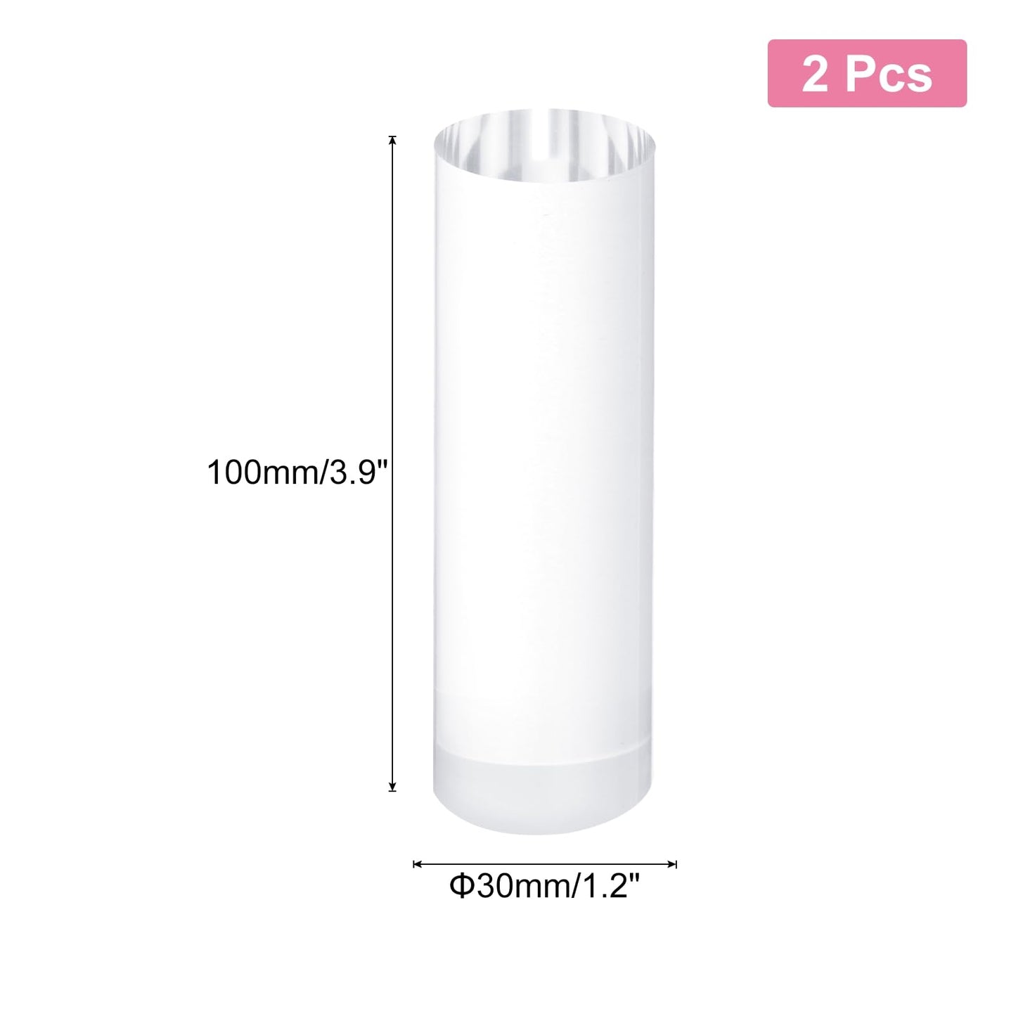 sourcing map 2pcs Acrylic Cylinder Display Blocks, 30 x 100 mm/1.2" x 3.9" Clear Jewelry Display Base Polished Cube Riser Stand Display Holder Base