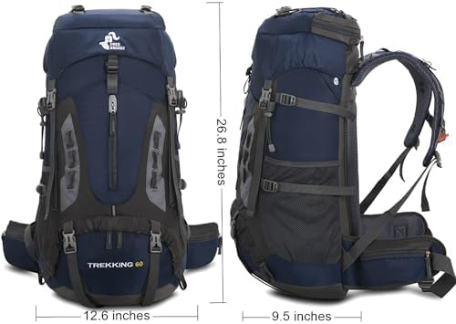 Bseash 60L Waterproof Lightweight Hiking Backpack with Rain Cover,Outdoor Sport Travel Daypack for Climbing Camping Touring