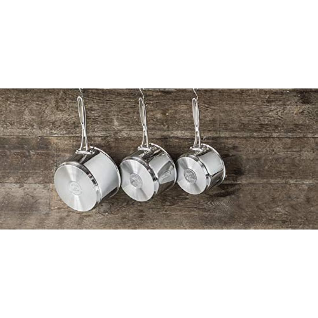 Stellar Profile Set of 3 Stainless Steel Saucepans with Lids, 20cm 18cm 16cm, Induction Ready, Oven Safe, Dishwasher Safe