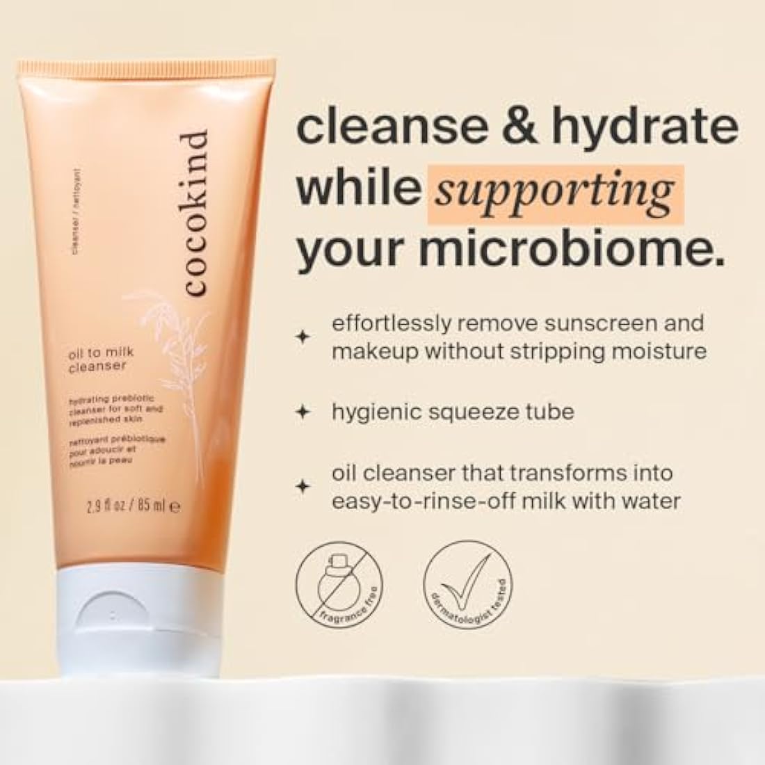 COCOKIND Prebiotic Oil to Milk Cleanser, 2.9 FZ